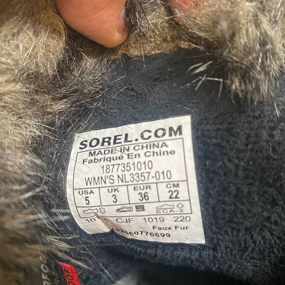 Sorel‎ Joan Of Arctic Next Black Mid-Calf Leather Snow Boots Women's Size 5